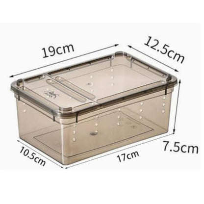 Reptile Breeding Box Animal Habitat Cage Lightweight with Small Vents Turtle Transport Container Hatching Case for Silkworm, Black