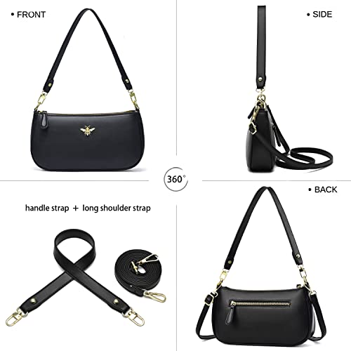 Small Tote Shoulder Bags Purses for Women Retro Classic Crossbody Bags Cute Clutch Purse and Handbag - color: 0-3-black