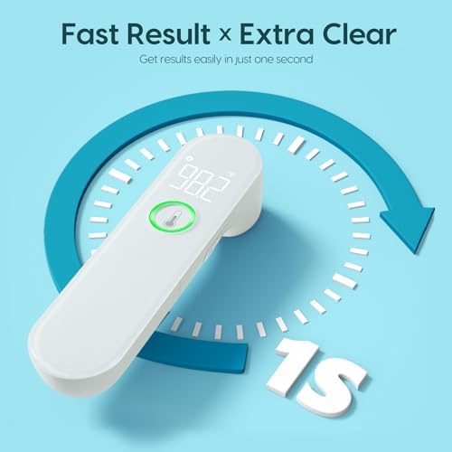 Viproud Thermometer for Adults and Kids, Fast Accurate Baby Thermometer | 1 second Result, Fever Alarm, Mute Mode, Body & Object Mode, 35 Memory Recall, Baby Essentials, Lifetime Support - color: White