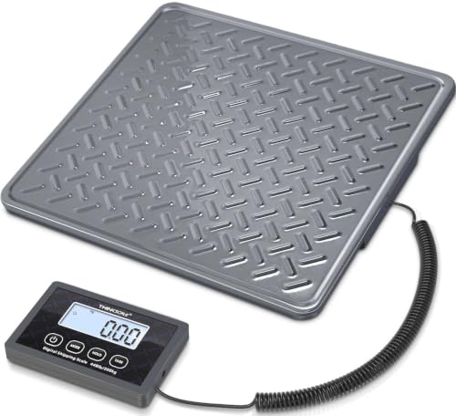 THINKSCALE Shipping Scale, 440 lb x 1 oz Heavy Duty Digital Postal Scale | Alloy Steel Platform with Hold, Tare & Backlit LCD, Package & Luggage Scale, Battery & AC Adapter Included - color: Alloy Steel Gray