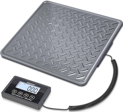 THINKSCALE Shipping Scale, 440 lb x 1 oz Heavy Duty Digital Postal Scale | Alloy Steel Platform with Hold, Tare & Backlit LCD, Package & Luggage Scale, Battery & AC Adapter Included - color: Alloy Steel Gray