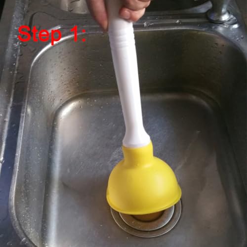 Drain Plunger, Mini Sink Unclogger, Small 4-Inch Clog Remover | Rubber Cup Hand Plumber Helper, Force Tiny Compact Tool with 9" Short Handle for Kitchen Bathroom, Toilet, Shower, Bath Tub - color: Green + Yellow