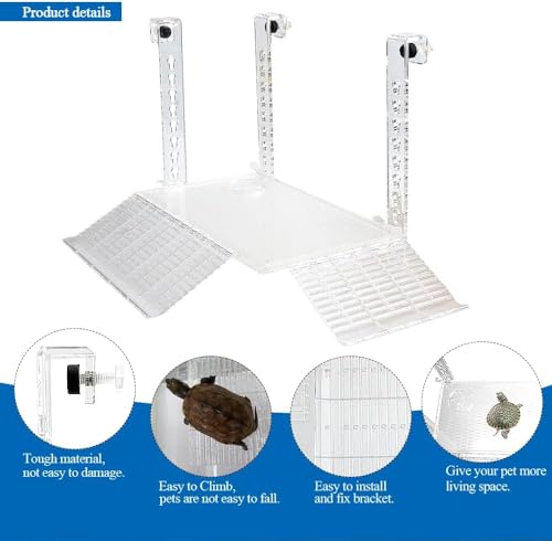 AnRui Acrylic Turtle Hanging Basking Platform 17.9" x 12" for 20-30 Gallon Fish Tank, Easy to Observe