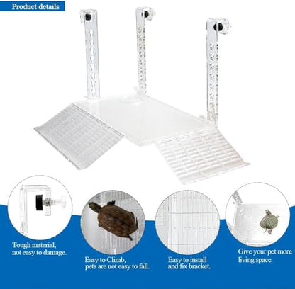 AnRui Acrylic Turtle Hanging Basking Platform 17.9" x 12" for 20-30 Gallon Fish Tank, Easy to Observe