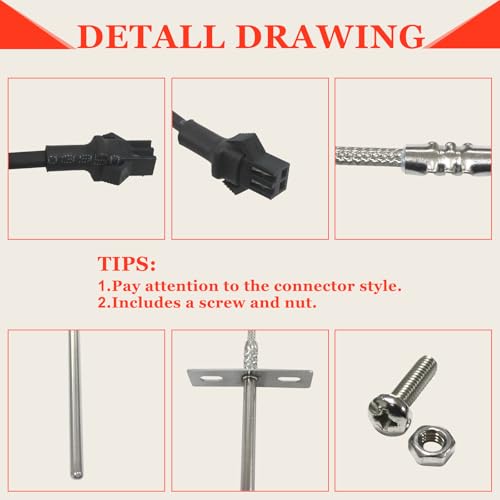 Replacement RTD Temperature Probe Sensor, Compatible with Pit Boss Pellet Grill PB1000XL-025-R00 V2 - size: RTD Sensor Probe
