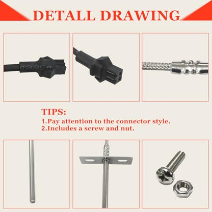 Replacement RTD Temperature Probe Sensor, Compatible with Pit Boss Pellet Grill PB1000XL-025-R00 V2 - size: RTD Sensor Probe