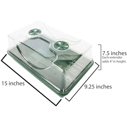 93763 Medium Seed and Herb Domed Propagator with Vented Side Height Extension, Green - size: Medium with 1 Height Extender