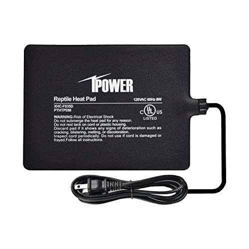 iPower Reptile Heat Pad Under Tank Terrarium Warmer Heating Mat for Turtle, Lizard, Frog, Snake, Reptile, and Other Small Animals, 6X8 Inch, 8W Black - size: 6 X 8 Inch, style: 1 Pack