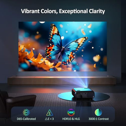 NexiGo PJ40 (Gen 3) Projector with WiFi and Bluetooth, D65 Calibrated, Native 1080P, 4K Supported, Projector for Outdoor Movies, 20W Speakers, Home Theater, Compatible w/TV Stick, iOS, Android