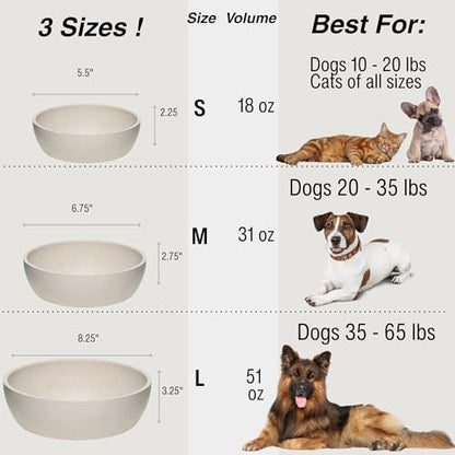 Loving Pets - Dolce Bamboo - Eco-Friendly Pet Bowls & Dishes for Dog, Cats, Puppy Food and Water Bowl -Sustainable and Dishwasher Safe, Made with Real Bamboo (Small, Oat-Beige) - color: Oat Beige, size: Small Bowl