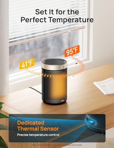 DREO Space Heater, Portable Electric Heaters for Indoor Use with Thermostat - color: Gold