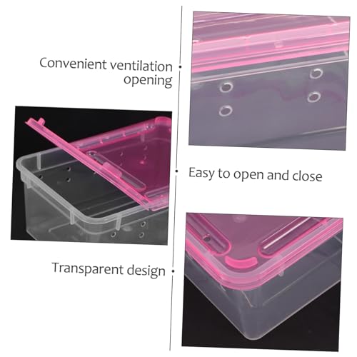 2Pcs Transparent Reptile Feeding Box Lightweight Habitat for and Lizards Breathable Design with Ventilation for Pet Hatching and Outdoor Use