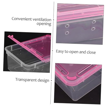2Pcs Transparent Reptile Feeding Box Lightweight Habitat for and Lizards Breathable Design with Ventilation for Pet Hatching and Outdoor Use