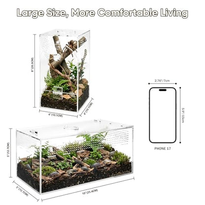 Jumping Spider Enclosure Set, Terrestrial Arboreal Combo, Acrylic Tarantula Terrarium, Praying Mantis Habitat, No Assembly, 2-Size Kit, Large - size: Large