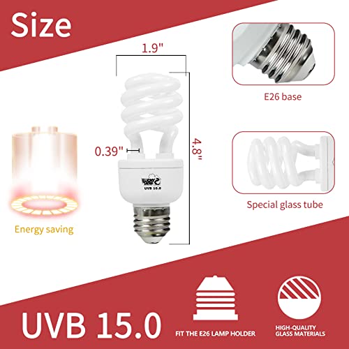 LUCKY HERP 13W UVB 15.0 Intense UVA UVB Compact Flouorescent Lamp Desert Terrarium Light Bulb for Reptile and Amphibian - style: UVB15.0 13W