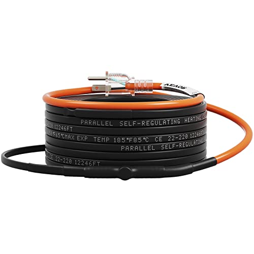VEVOR Self-Regulating Pipe Heating Cable, 100-feet 5W/ft Heat Tape for Pipes Freeze Protection, Protects PVC Hose, Metal and Plastic Pipe from Freezing, 120V - size: 100 Feet