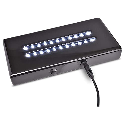 20 LED Lighted Base for Glass Art - Rectangular Satin Matte Black White Light Stand Base for 3D Art Glass, Room Decor and Gemstones and Crystals - AC/USB Adapter Powered (Black) - style: 20 LED