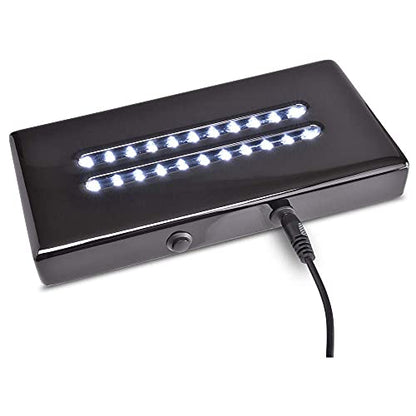 20 LED Lighted Base for Glass Art - Rectangular Satin Matte Black White Light Stand Base for 3D Art Glass, Room Decor and Gemstones and Crystals - AC/USB Adapter Powered (Black) - style: 20 LED