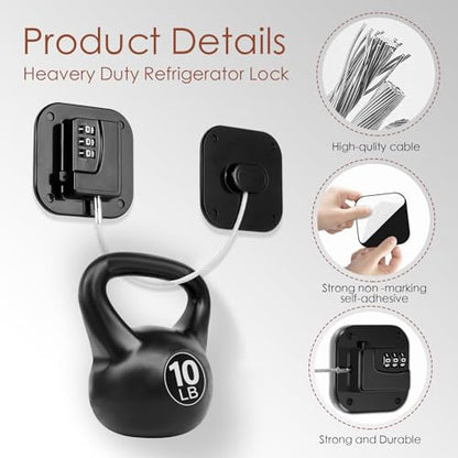 Refrigerator Lock, Fridge Locks for Kids, Freezer Lock with Code | Combination lock for Locker and Drawers, Cabinet Locks Baby Proofing, Oven Lock Child Safety, No Keys Needed (Black-2Pack ) - color: Black-2Pack