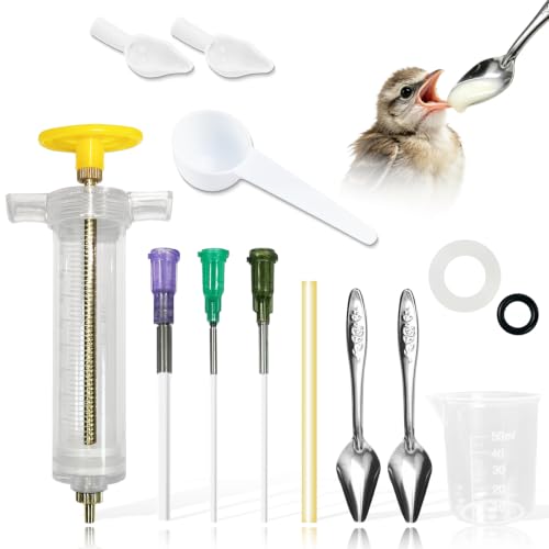 Baby Bird Feeding Syringe Set, Small Pet Parrot Feeder Hand Feeding Tubes Kit, Parrot Feeder Tubes Measuring Tools, for Baby Birds Small Pet