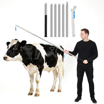 304 Stainless Steel Cattle Horse Catching Pole, Calf Catcher Length Can Be Adjusted Freely 44"48"59"63"75", for Cattle, Horse, Donkey Large Animal Control Pole