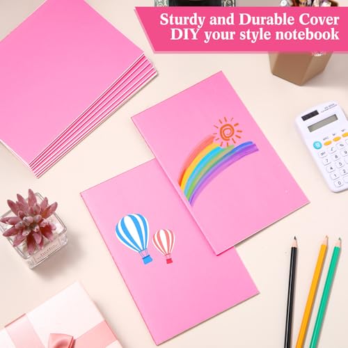 100 Pcs Journals Notebooks Bulk - Kraft Softcover A5 Small Notebooks 5.5 Inch x 8.3 Inch Notepads with 60 Page 30 Sheet for Writing Sketch Travel Office Supplies(Pink,Lined) - color: Pink, style: Lined