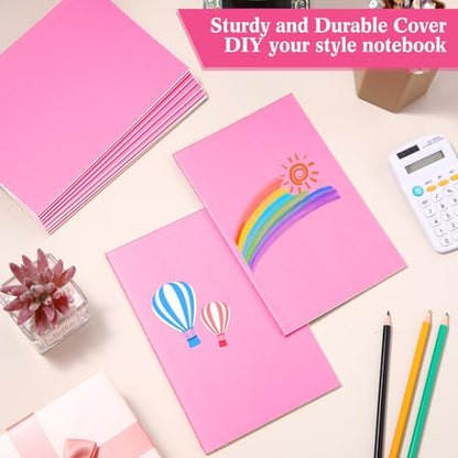100 Pcs Journals Notebooks Bulk - Kraft Softcover A5 Small Notebooks 5.5 Inch x 8.3 Inch Notepads with 60 Page 30 Sheet for Writing Sketch Travel Office Supplies(Pink,Lined) - color: Pink, style: Lined