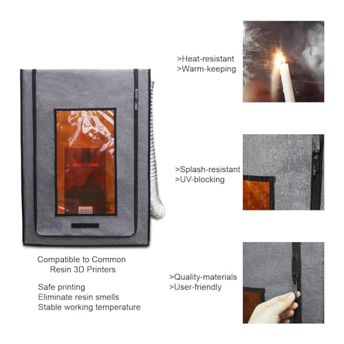 Multifunctional 3D Printer Enclosure Ventilation Eliminate Odors Tent Cover | Adjustable vent Compatible with Anycubic Photon Mono 4, Elegoo Saturn / Mars 3/4 & Creality Halot Series Resin 3D Printer
