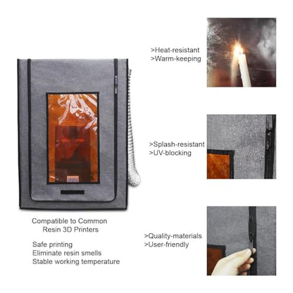 Multifunctional 3D Printer Enclosure Ventilation Eliminate Odors Tent Cover | Adjustable vent Compatible with Anycubic Photon Mono 4, Elegoo Saturn / Mars 3/4 & Creality Halot Series Resin 3D Printer