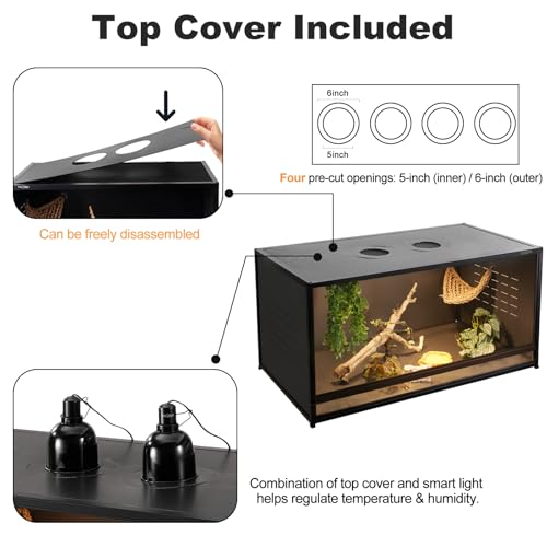 PVC Reptile Enclosure Space Efficient 44''x20''x20'' Stackable ToxiRium Large Reptile Terrarium 76 Gallons for Bearded Dragon Lizard Snake, Breeding Vivarium with Glass Doors Lock- with spacers - size: Two 44x20x20''-76 Gallon with Kit