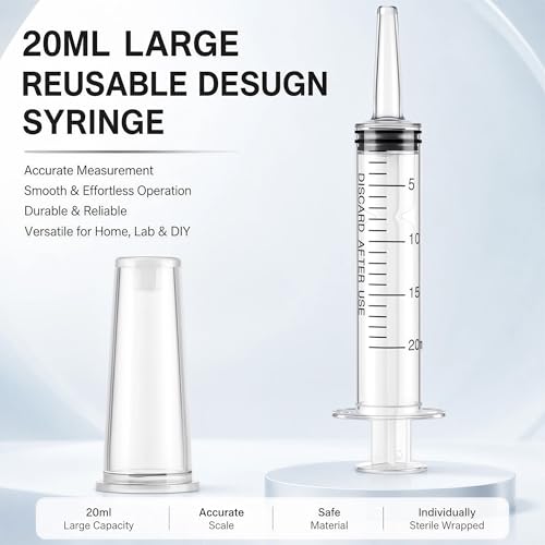 10 Pack 20ml Syringe for Liquid - Large Plastic Syringes Without Needle for Food Thick Liquids and Irrigation Water, Lip Gloss Filling,Measuring ( 10 Pack 20 ml / cc ) - size: 01-20ml 10PC