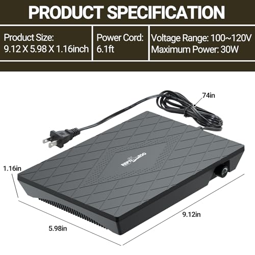 REPTI ZOO Reptile Heat Panel Adjustable Temperature Reptile Heating Plate, Non-Light Heating Solution with Expanded Heating Range for Hermit Crabs/Leopard Geckos/Turtles/Snakes/Lizards - size: 6" X 9"