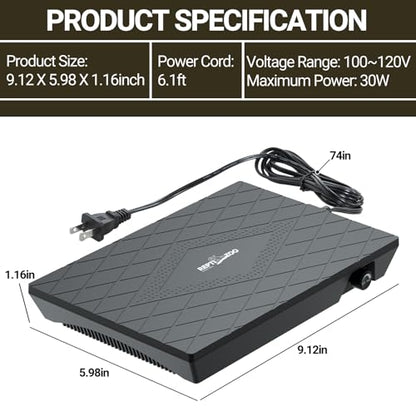 REPTI ZOO Reptile Heat Panel Adjustable Temperature Reptile Heating Plate, Non-Light Heating Solution with Expanded Heating Range for Hermit Crabs/Leopard Geckos/Turtles/Snakes/Lizards - size: 6" X 9"
