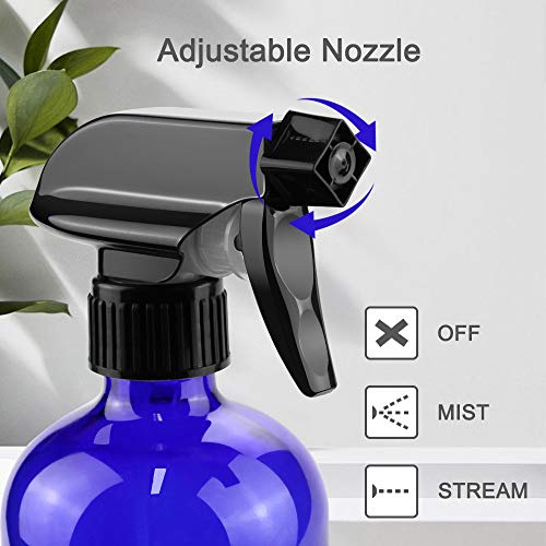 Worldgsb Glass Spray Bottles, 16oz Blue Glass Spray Bottles with Labels & Adjustable Nozzle, Reusable Containers for Cleaning, BBQ, Food, Plants, Alcohol, Essential Oils(1 Pack) - color: Blue, style: 1 Pack