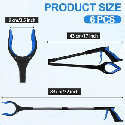 Grabber Reacher Tool - 32” Extra Long Foldable Gripper and Reaching Tool - Heavy Duty Pick Up Stick Grabbers for Seniors, Trash, Surgery Recovery Must Haves Gifts (Black Blue) - color: Black Blue