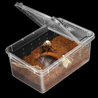 Small Jumping Spider Enclosure - 6 Pack Spider Terrariums, Breeding Box, Transparent Hatching Container, Plastic Feeding Box - 6 Pcs Super Mini