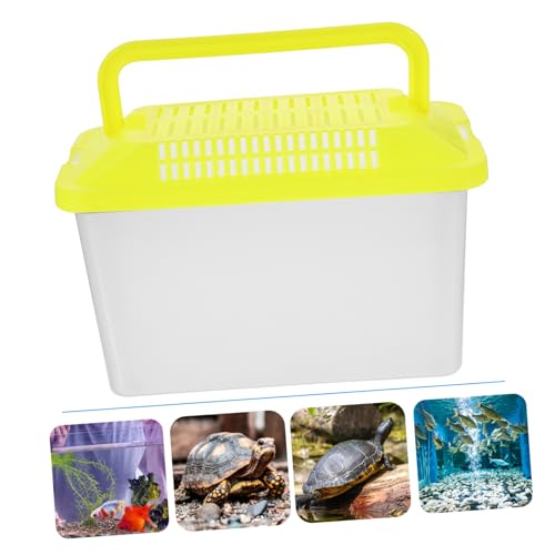 3pcs Portable Handheld Fish Tank Transparent Reptile Aquarium Box for Turtles and Hamsters Creative Feeding Box for Pet Cleaning Color Lid