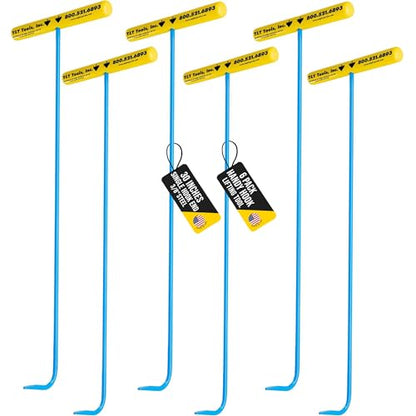 T&T Tools 30-Inch Handy Hook Lifting Tool - 3/8" Single Hook End - 6 Pack | Solid Steel Construction, Heavy Duty Lifting, Septic Tank Riser, Grates, Storm Drains, Pallet Pulling, Bright Blue Finish - size: 6 Pack - 30 Inch Handy Hook - Single Hook End