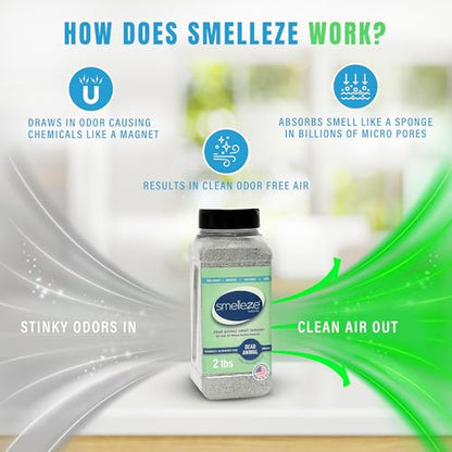 SMELLEZE Dead Animal Odor Removal Granules - 2 lb Bottle | Eliminate Dead Rat, Mice, Squirrel, Chipmunk, Raccoon & Bat Smell. Safe for Indoor & Outdoor Use - size: 32 Ounce (Pack of 1)