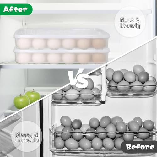 Deviled Egg Containers with Lid, (Set of 2),Stackable Plastic Egg Holder for 48 Eggs,Clear Egg Storage Holder for Fridge,Keep Fresh,Easter,Thanksgiving Party Kitchen Supplies - size: 48 Eggs