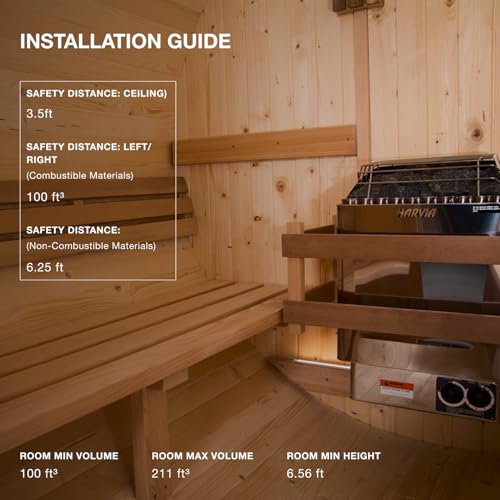 Harvia KIP Sauna Heater, Wall Mounted Electric Sauna Stove, Stainless Steel 240v Heater with Sauna Stones Included, Large Stone Cavity for Maximum Heat Release (6kW- Dials) - style: 6kW- Dials