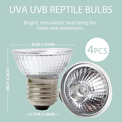 LUCKY HERP 4 Pack 25W UVA UVB Reptile Light Bulbs, Heat Lamp Bulbs for Reptiles and Amphibians, Basking Light Bulb for Turtle, Bearded Dragon, Lizard Heating Use - size: 25*4