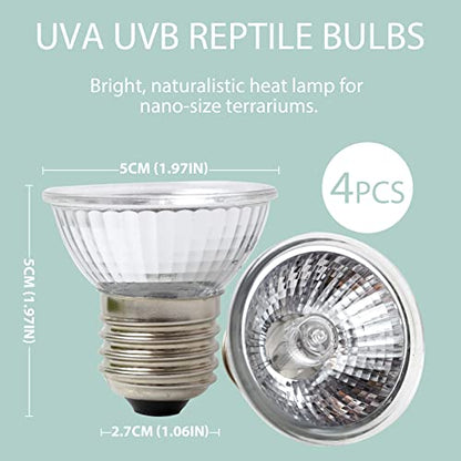 LUCKY HERP 4 Pack 25W UVA UVB Reptile Light Bulbs, Heat Lamp Bulbs for Reptiles and Amphibians, Basking Light Bulb for Turtle, Bearded Dragon, Lizard Heating Use - size: 25*4