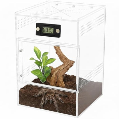 2 Pcs Magnetic Reptile Thermometer and Humidity Gauge Temperature and Humidity Monitor for Jumping Spider and Reptile Tank Mini Digital Hygrometer(Rectangular) - color: Rectangular
