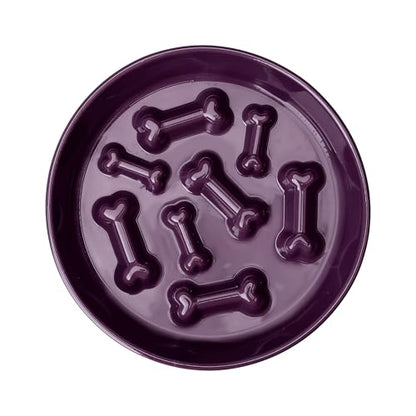 Ceramic Slow Feeder Dog Bowls, Ceramic Slow Feeder Maze Dog Food Bowl, Slow Eating Dog Bowl and Slow Feeder Dog Bowl Anti-Choking for Daily Pet Feeding （Purple Bone） - color: Purple Bone