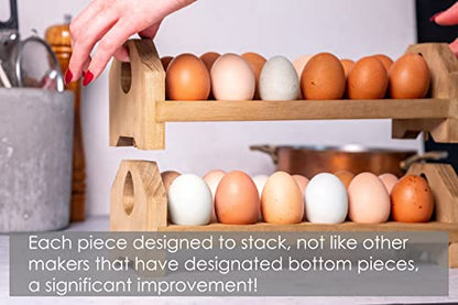 Farmhouse Stackable Wood Egg Holder - Fresh Egg Storage (2)