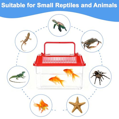 15 Pcs Small Plastic Reptile Carrier, Tarantula Enclosure Snake Breeding Box, Mini Fish Tank Portable, Beach Aquarium for Turtle Hermit Crab Spider Snake Bearded Lizard (5.1 x 3.5 x 3.5)