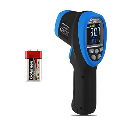 HOLDPEAK IR Thermometer with Color LCD Display -58℉~3272℉ D:S=50:1 Non-Contact Thermometer Gun, Nine Laser Pointer Adjustable Emissivity for Cooking, Grill, Industrial - color: 1PC-HP-1800C-BLUE(Color Screen -50~1800℃)