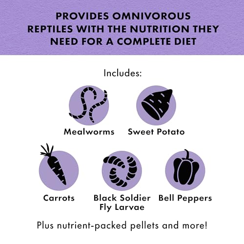 Zilla Pet Reptile Omnivore Food Medley Diet, 4 oz | Nutritious fruit, vegetable and insect blend for omnivorous reptiles