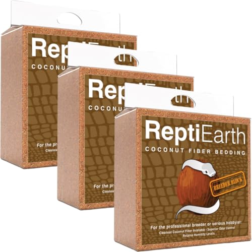 ReptiEarth Fine Coconut Fiber Substrate, Fluffy Small-Strand Reptile Substrate and Snake Bedding for Bioactive Terrarium Tanks, Organic Coco for Lizards, Frogs, Tarantulas (3 Pack Breeder Bundle) - size: 3 Pack Breeder Bundle